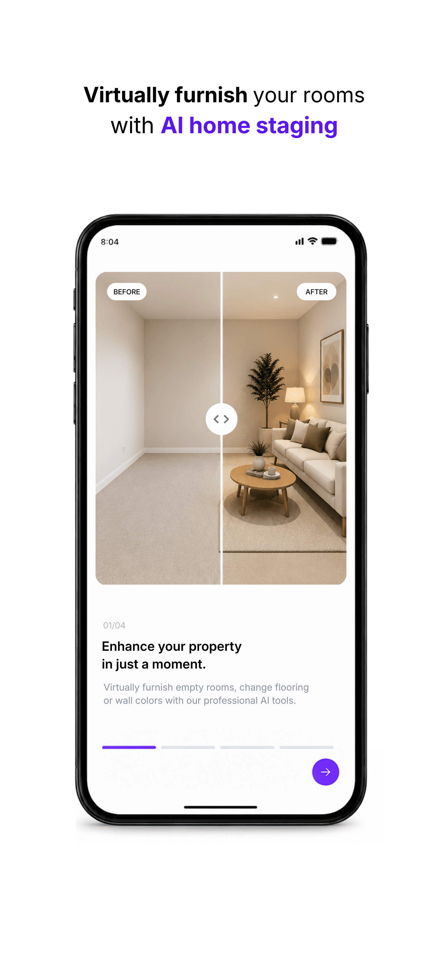 Virtually stage your rooms with AI home staging