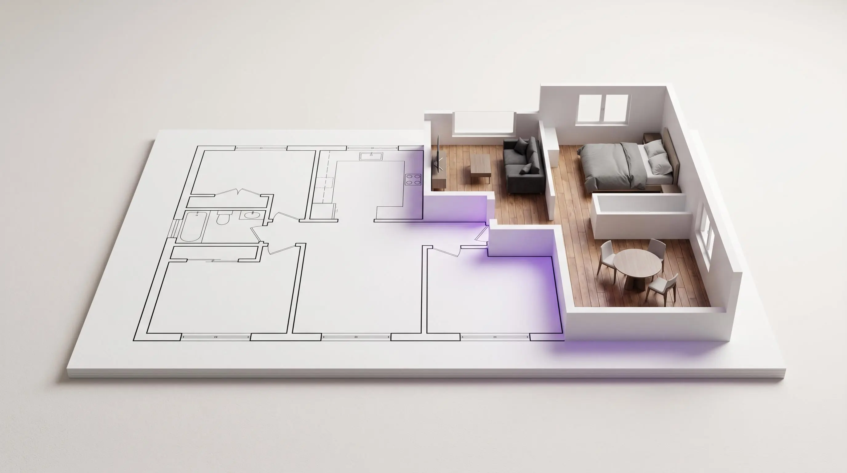 Dollhouse 3D: turn a 2D floor plan into a furnished 3D model with a reveal video
