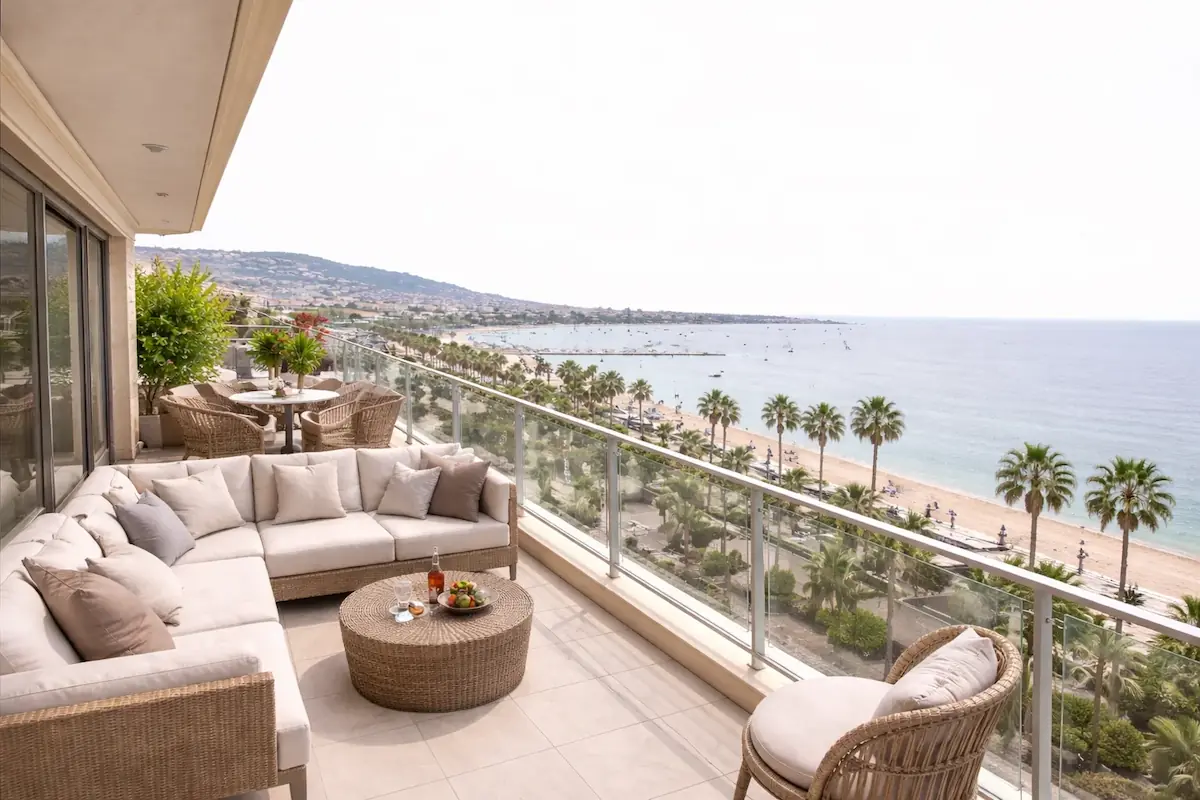 Real estate photo with overexposed sky — before retouching