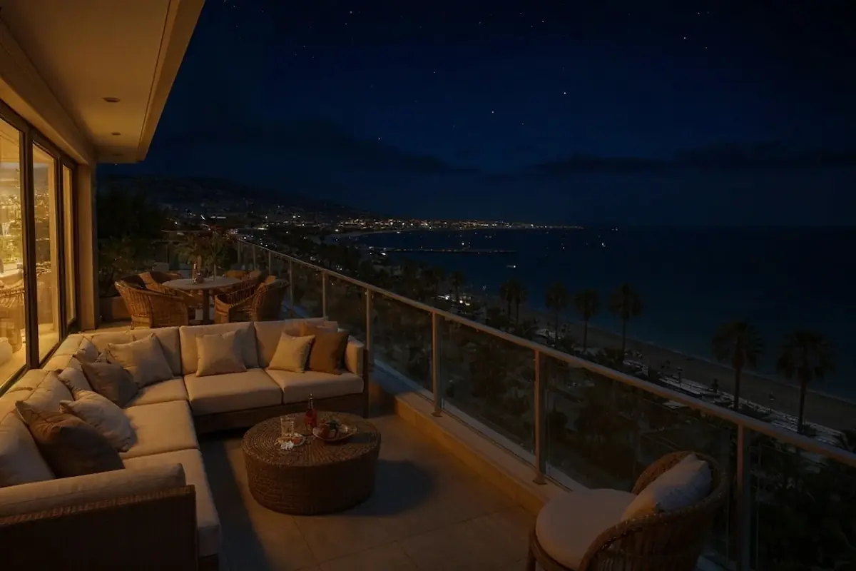 Real estate photo with nighttime atmosphere
