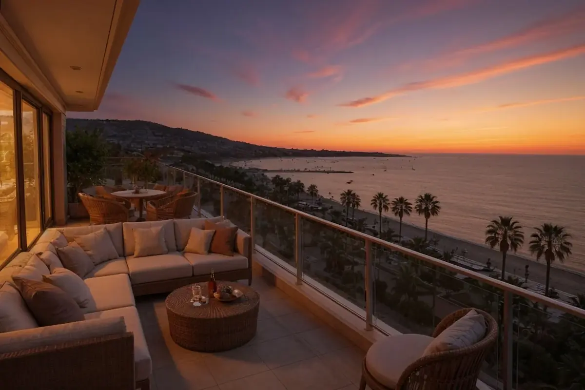 Real estate photo with sunset atmosphere